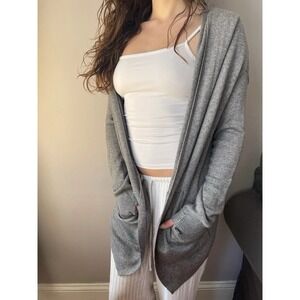 Lululemon Wrap Ribbed Cardigan Hoodie – Gray – Cashmere Blend Knit – Thumb Holes